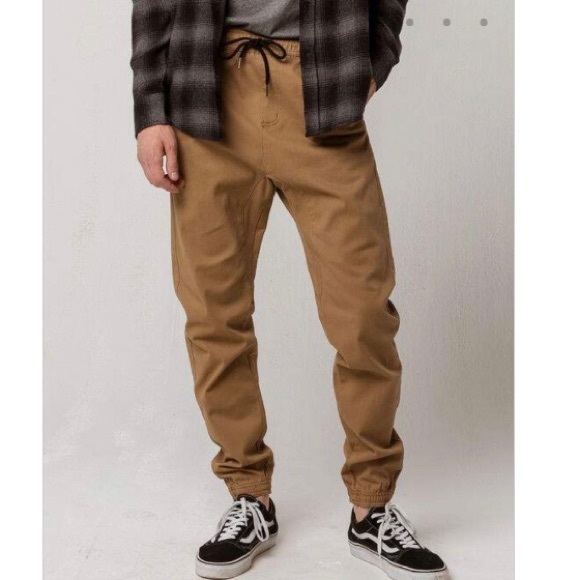 Tilly's Other - CHARLES AND A HALF Tan Mens Twill Jogger Pants